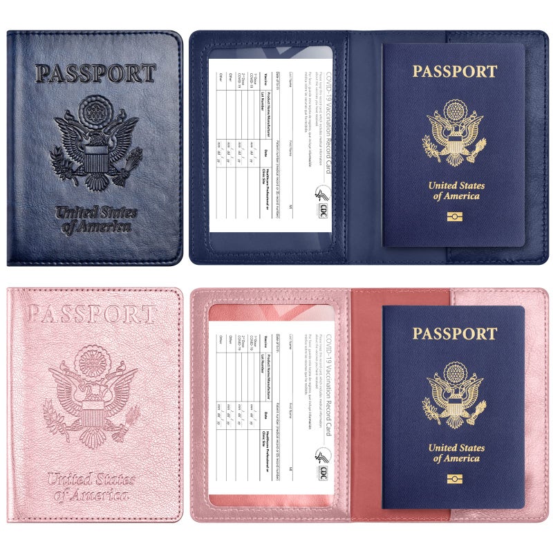 Eoehro 2Pack Passport Holder Wallet Cover Case, Travel Essentials for Women and Men - Image 2